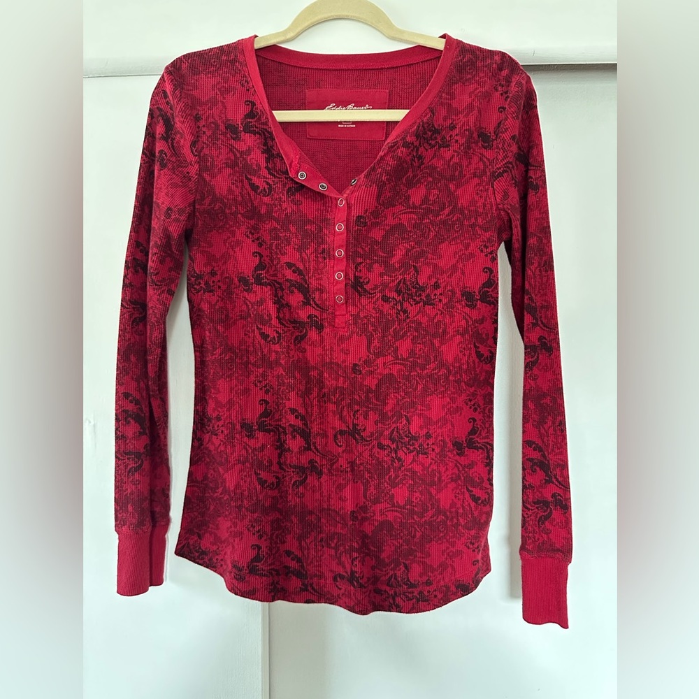 Eddie Bauer Red and Black Long Sleeve Top
